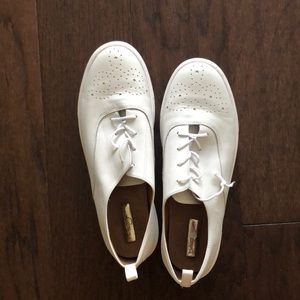 White Lace Up Leather Sneakers